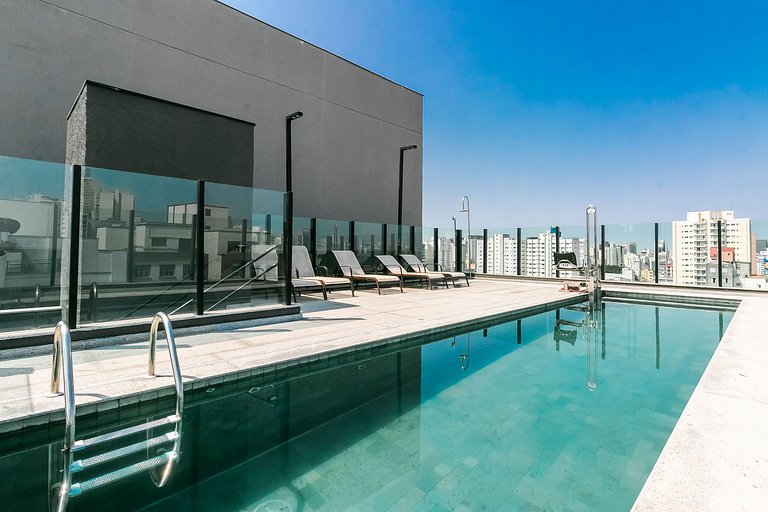 Studio 1km da Paulista, Academia e Piscina Rooftop