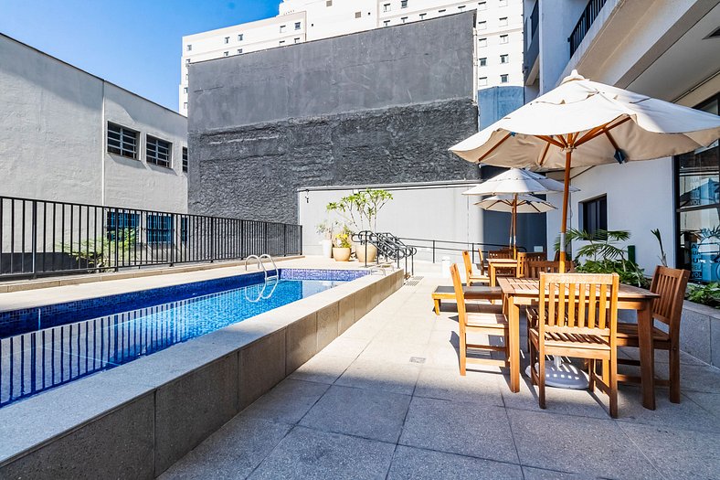 Studio Completo - Piscina, Rooftop e Coworking